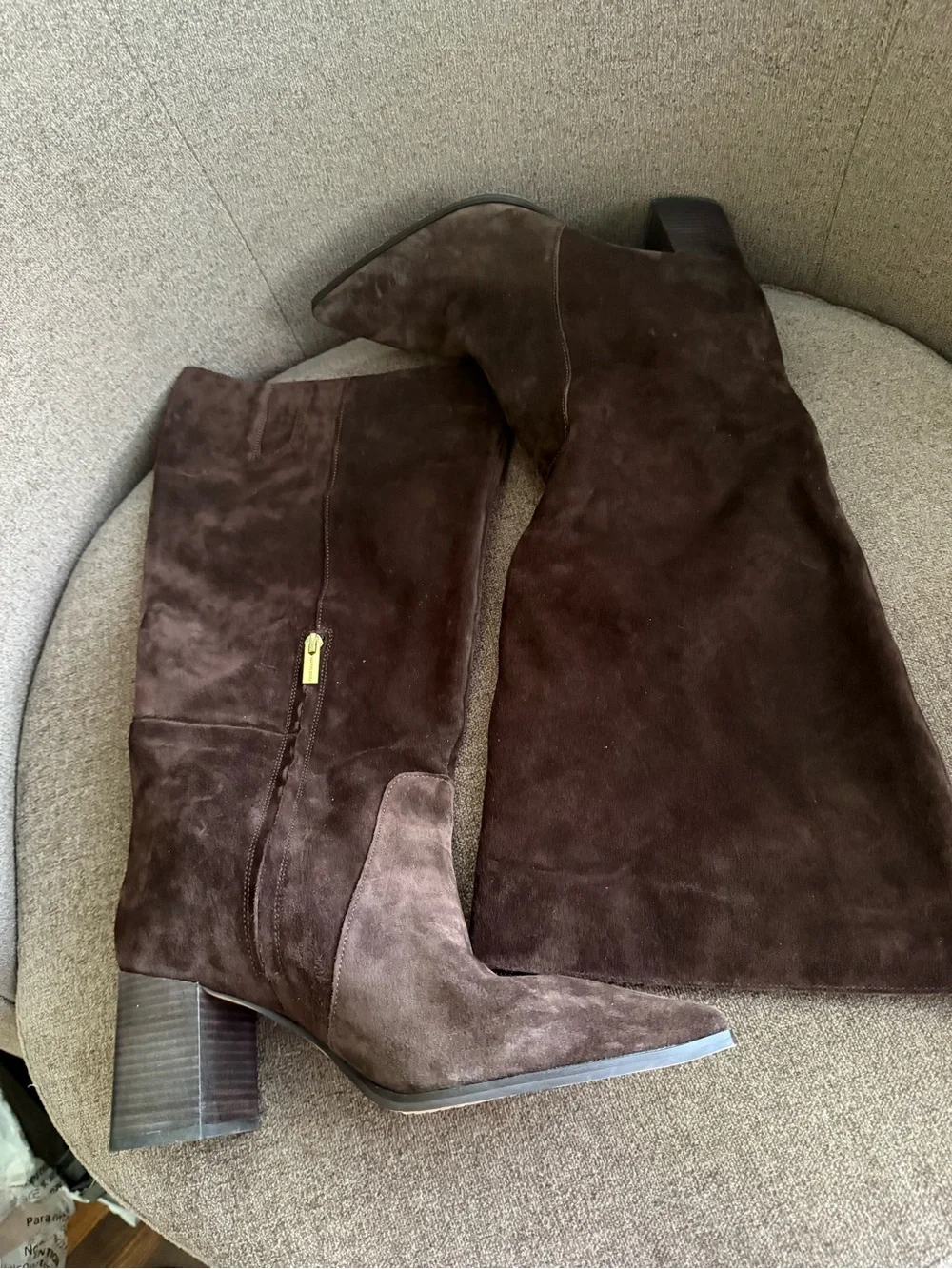 Vince Camuto Dark Brown Suede Over-the-Knee Pointed Toe Boots 11W